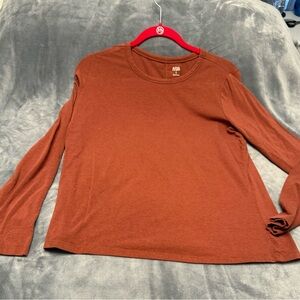 Ana long sleeve casual T-shirt (rust color)